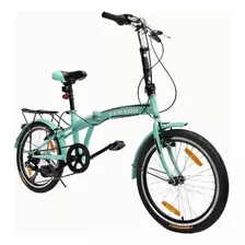 Bicicleta Plegable Verado Plegable R20 7v Cambios Shimano Revoshit Color Celeste Con Pie De Apoyo