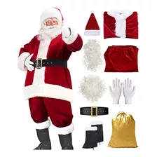 Set De 9 Disfraces Navideños De Papá Noel Para Hombre, Traje