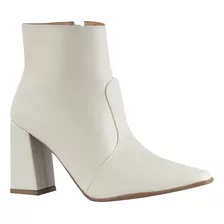 Bota Feminina Bico Fino Salto Alto Grosso Cano Curto Comfort