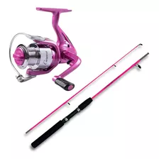 Kit De Pesca Vara Maciça + Molinete 4000 E Linha 100m