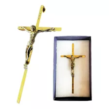 Crucifixo Parede Metal Aço Cruz Jesus Cristo Prata / Dourado