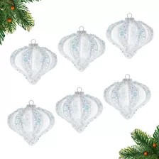 Set 6 Esferas Navideñas Cristal 10cm Arbol Navidad Esquimal Color Rusa