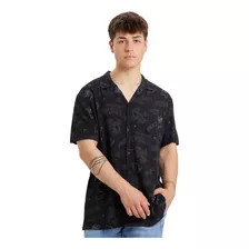 Camisa Hombre Guayabera Full Print Negro Fashion's Park