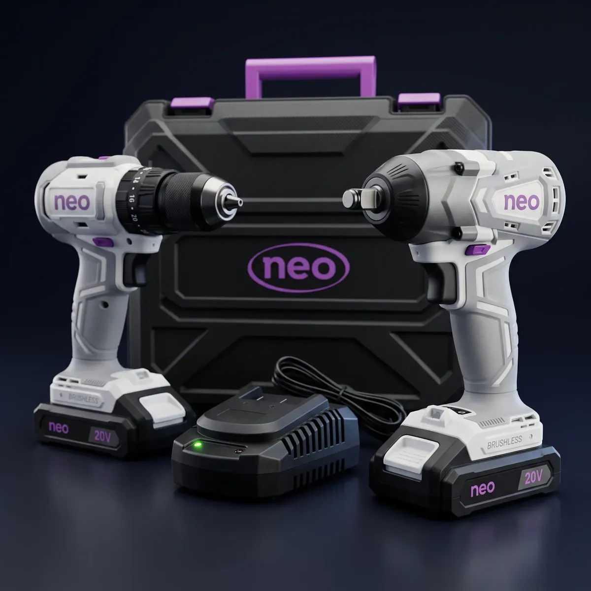 Kit llave de impacto y taladro percutor Neo 20 V sin carbones