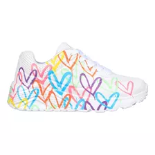 Tenis Skechers Uno Blanco Corazones Comodo Ligero 314064l