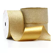 Rolo Fita De Cetim Lurex Brilho 38mm 10 Metros P/ Laços Arte Cor Dourado