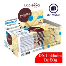 Laciella Chocolate Branco Cookies Zero Açúcar - 80g - 12 Uni