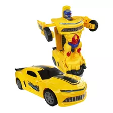 Super Robots Carrinho Camaro Transformers Vira Robô Luz Som Bate Volta Carrinho Camaro Transformers Vira Robô Luz Som Bate Volta Amarelo