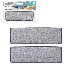 Refil Para Mop Flat Microfibra Lava E Seca 02 Unid Cor Cinza