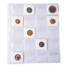 40 Plásticos Para Moedas Coin Holder Folha 20 Espaços C/ Aba