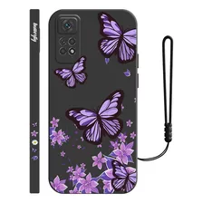 Carcasa De Silicona Diseño De Mariposa Para Xiaomi+ Correa