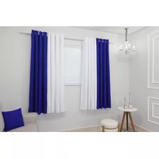 Cortina Duo Sala/quarto Oxford 600x180 Duas Cores Cor Azul-royal