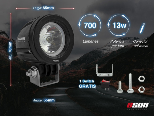 Par Faros Led Osun 10w Offroad Luz Auxiliar Jeep Motos Atv  Foto 2