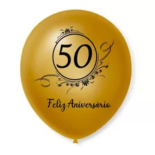  20 Bexigas - Balões Dourado 50 Anos Decoração Festa 