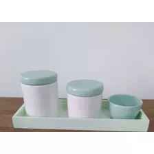 Kit Higiene Bebê Porcelana Verde 04 Peças