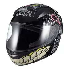 Capacete Sky Two Zombie Preto Fosco Transf Verde 