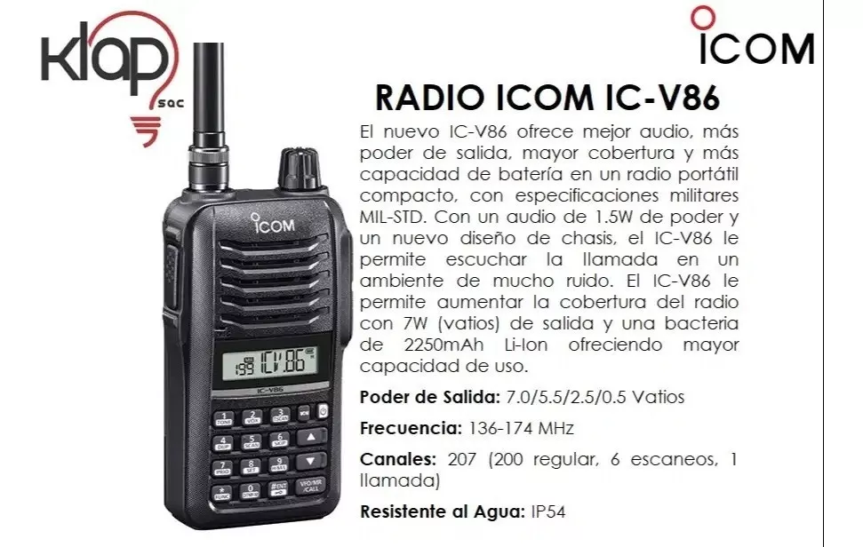 Radio Vhf Icom Ic-v86 