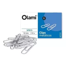 Clips Metal Olami N°6 50mm Cajita X 50 Unidades Mt202 Color Gris