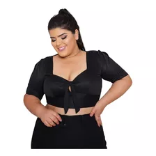 Cropped Plus Size Manga Curta Top Blusinha Varias Cores