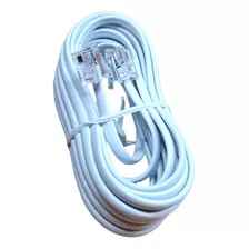 Cable Plano De Linea Telefono 4mts Rj11 4 Hilos Macho Blanco