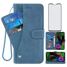 Funda Para LG G8 Thinq Tipo Billetera + Vidrio Templado A...