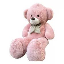 Urso Gigante De Pelucia Macio Teddy Rose Com Laço