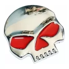 Emblema Caveira Cranio Metal Carro Moto Harley Suzuki Metal