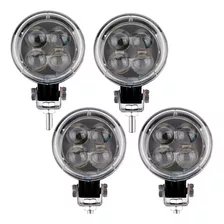 4 X Farol De Milha 4 Led Redondo 12w 12v 24v Carro Caminhão