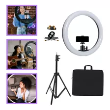 Ring Light 18 Regulável Com Suporte Para Fotografia Gravação