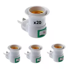 Portalampara X20 E27 Enchufe 220v Tecla Velador Luz De Noche Color Blanco