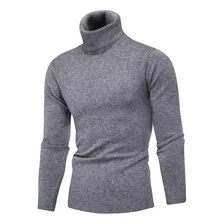 Blusa Tricot Lã Masculina Canelada Gola Alta