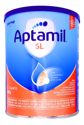 Aptamil Sl Fórmula Infantil 800g Sem Lactose 0 A 3 Anos Leite