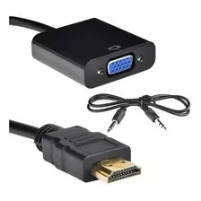 Cabo Adaptador Conversor Mxt Hdmi Para Vga Saída P2 De Áudio Cor Preto