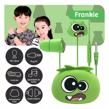 Fone Ouvido P3 Infantil Microfone Fio Flexível Áudio Amplo Cor Verde