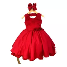 Vestido Vermelho Festa Infantil Aniversário Casamento Luxo