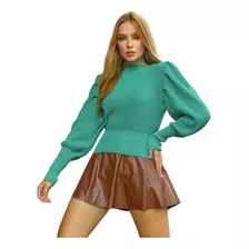 Blusa Básica De Linha Tricot Inverno Feminina Manga Fofa