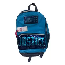 Back Pack Azul Mar Lentejuela Reversible Justice 