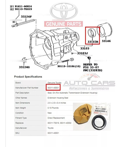 Reten Caja Velocidades Tras Toyota Hilux 2003 Al 2014 2.7l Foto 5