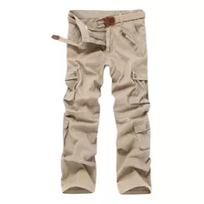 Pantalones Holgados Con Múltiples Bolsillos, Lavados, Para H