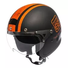 Capacete Retro Harley Kraft Old School Historic 66 Preto