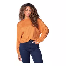 Blusa Feminina Biamar Tricot De Algodão Mullet Caramelo