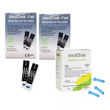 100 Tiras Reactivas Cintas Viva Chek Fad + 100 Lan Vivachek 