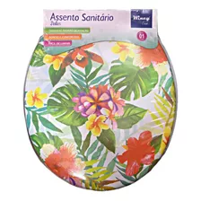 Assento Sanitário Decorado Almofadado Oval Tampa Vaso Padrão