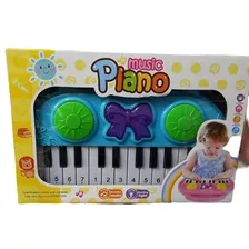 Piano Interactivo Con Luces Y Sonidos 23 Cm Celeste Sebigus