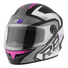 Capacete Para Moto Fechado R8 Pro Brilhante Com Narigueira Cor Preto - Rosa Tamanho Do Capacete 62