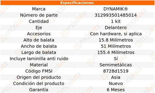 Balatas Semimetalicas Del Montero Sport V6 3.5l 09/12 Foto 3