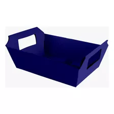 Cesta De Papel - Cartão Cores C/10 Unidades - 18x12x5cm Cor Azul-escuro