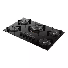 Cooktop 5 Bocas Preto Mesa De Vidro Atlas U Top Bivolt 110v/220v