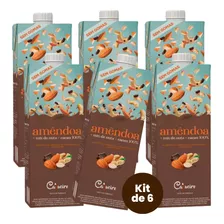 Kit 6 Leite Vegetal Amêndoa Mix De Nuts E Cacau 1l- Cajueiro