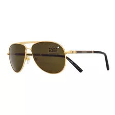 Lentes De Sol Mont Blanc Mb512s Shiny Gold Pilot Italy 61mm